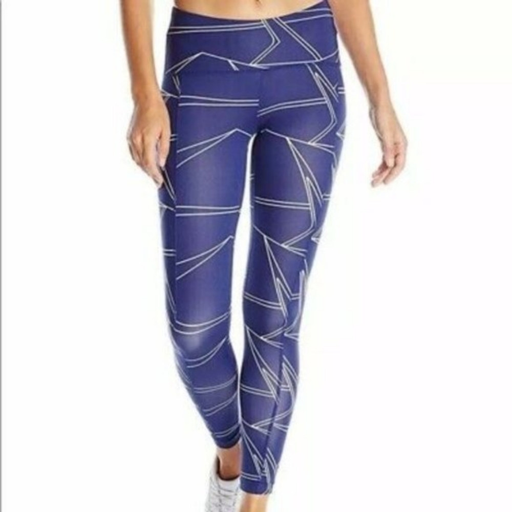 Oiselle blue yellow geometric leggings size 6 - Picture 2 of 11